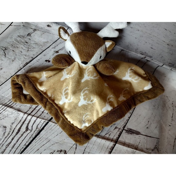 Levtex Deer Brown White Tan Baby Security Blanket Lovey - Picture 3 of 7